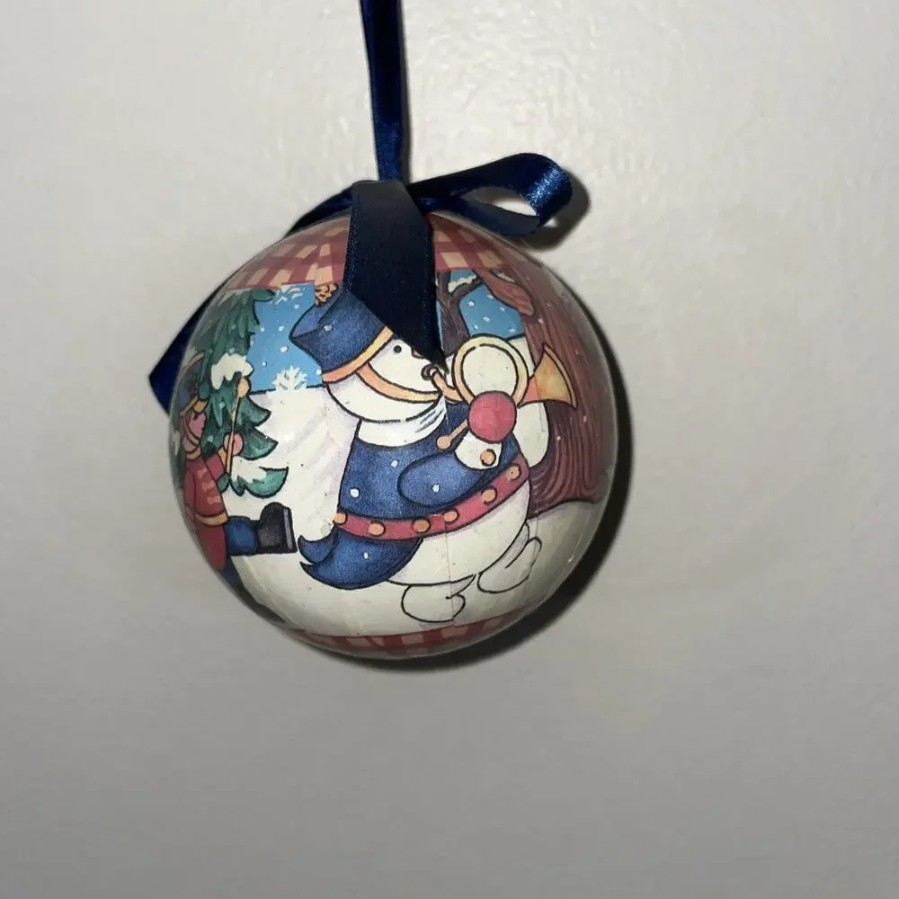 Vintage Snowman Family Ornament Marching Band Christmas Tree Ball